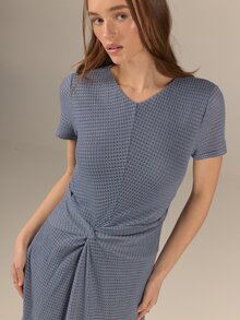 KÆRIA Hus Twist Waist Maxi Dress - Dimensional Jersey - Steel Blue Marle - Lined, Holiday, Modern, Comfortable - Mint Blue - View 1
