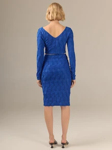 KÆRIA Hus Sleek Pencil Skirt - Stretch Texture - Vivid Blue - Co-Ord - Contemporary, Comfortable Fit, Stretch - Blue - View 2