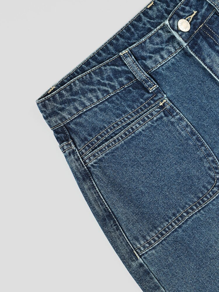 GlowEve Women's Button Casual 70s Versatile Daily Wear Straight Leg Denim Jeans School Off Campus Aqua Blue Autumn Fall Distressed - Blue - View 6