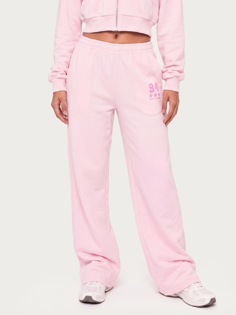 MISSGUIDED TEEN Pretty Iconic Wide Leg Sweatpants With Varsity Bum Print And Side Pockets For Casual Everyday Loungewear