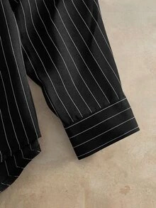 HIMLAND Men's Casual Commute Striped Shirt - Black - View 7