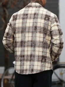 Manfinity CasualCool 男士休閒時尚單排扣格紋長袖襯衫 - 彩色 - 查看 2