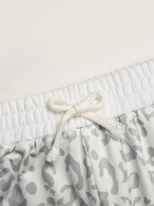 SHEIN 青少年女孩豹紋簡約秋冬休閒長褲 - 彩色 - 查看 9