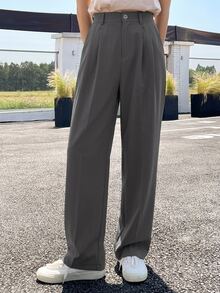 DAZY Plicated Detail Suit Pants,Women Dress Pants Fall/Winter Business Attire - Dark Grey - View 5