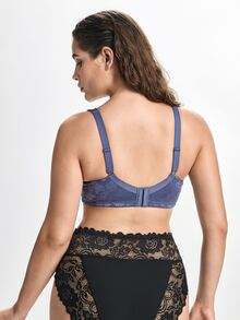 Slumbrini Plus Size Wireless Soft & Comfortable Jacquard Full Coverage Everyday Bra Without Padding - Dusty Blue - View 3
