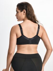 Slumbrini Plus Size Solid Color Wireless Comfortable Soft Cup Sports Bra For Women - Black - View 2