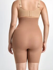 Slumbrini 1pc Women High Waist Criss-Cross Girdle, Seamless Tummy Control Butt Lifter Shapewear Shorts, Plus Size - Brown - View 2