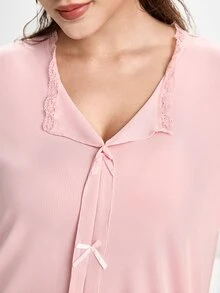 Slumbrini New Pink 2 Pieces Casual Comfortable Loungewear Pajama Set - Pink - View 8