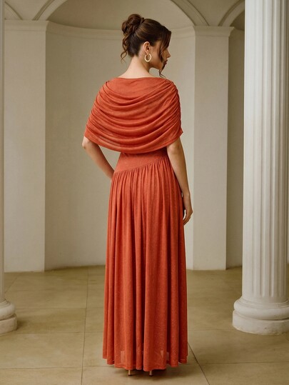 ZEYLAH Einfarbiges plissiertes elegantes Damen-Partykleid mit taillierter Passform und langer Länge