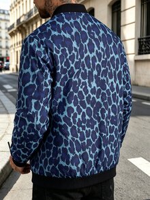 Manfinity CasualCool Men's Leopard Print Baseball Collar Zip-Up Casual Daily Long Sleeve Jacket - Multicolor - View 4