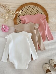 SHEIN LMoss Kids 3件組女嬰秋季純色連身衣 - 彩色 - 查看 2