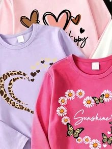 SHEIN 5PCS Young Girls T-Shirts - Multicolor - View 6