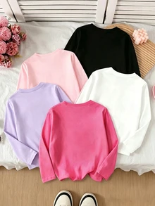 SHEIN 5PCS Young Girls T-Shirts - Multicolor - View 2