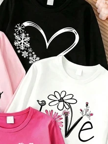 SHEIN 5PCS Young Girls T-Shirts - Multicolor - View 5