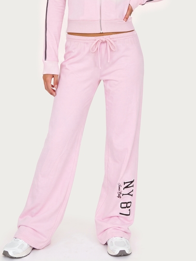 MISSGUIDED TEEN Wide Leg Jogger Sweatpants With NY 87 Iconic Only Graphic Print, Drawstring Elastic Waist, Relaxed Fit Lounge Trousers