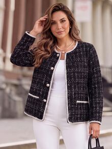 Miaspire Plus Size Elegant Commuter Jacket For Autumn - Black - View 13