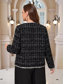 Miaspire Plus Size Elegant Commuter Jacket For Autumn - Black - View 3