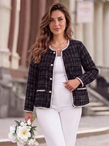 Miaspire Plus Size Elegant Commuter Jacket For Autumn - Black - View 12