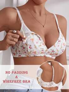 Moonlight&Mama 1pc Maternity Floral Pattern Nursing Lingerie Bra, Kawaii - Multicolor - View 5