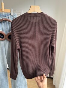 SHEIN 2025年秋冬新款少女毛衣，棕色 - 粉色 - 查看 2