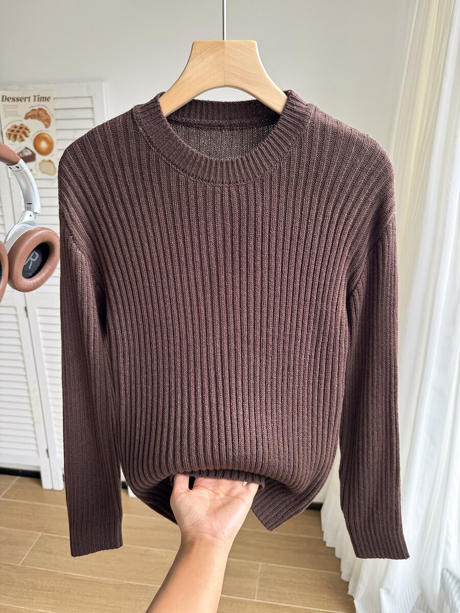 SHEIN 2025年秋冬新款少女毛衣,棕色 - 粉色 - 查看 1