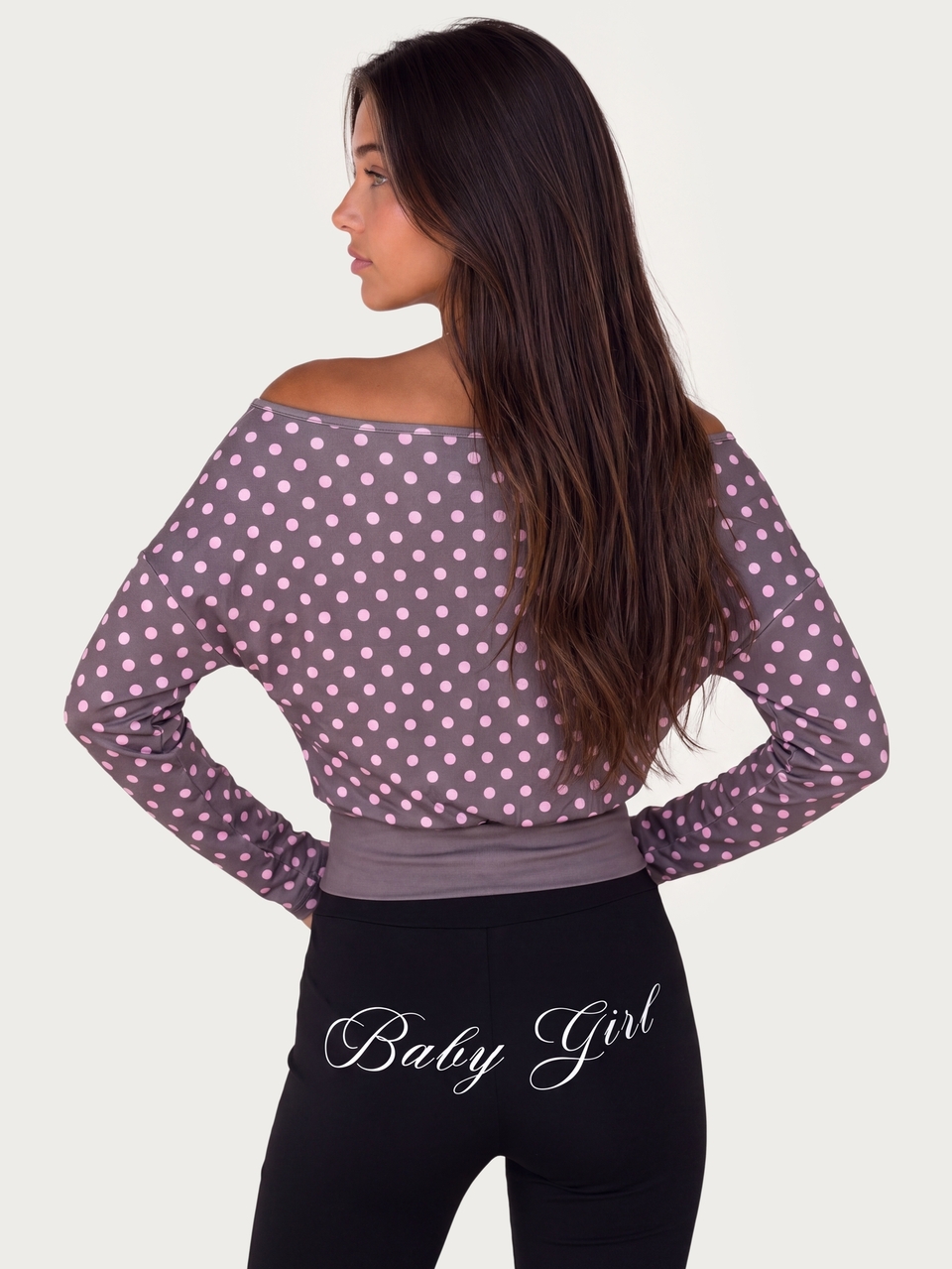 MISSGUIDED TEEN Polka Dot Off-Shoulder Long Sleeve Top With Banded Hem Blouson Fit Casual Everyday Spring Summer Style