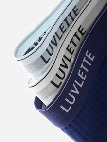 LUVLETTE Plus 3-Pack Cotton Mid Rise Printed Letter Webbing Men's Briefs-Blue Series - Multicolor - View 9