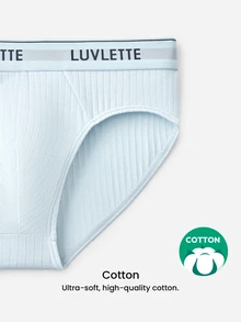 LUVLETTE Plus 3-Pack Cotton Mid Rise Printed Letter Webbing Men's Briefs-Blue Series - Multicolor - View 10