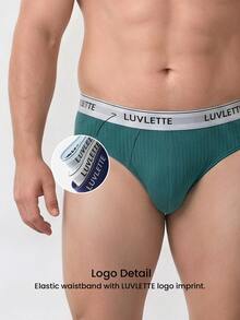 LUVLETTE Plus 3-Pack Cotton Mid Rise Printed Letter Webbing Men's Briefs-Blue Series - Multicolor - View 3