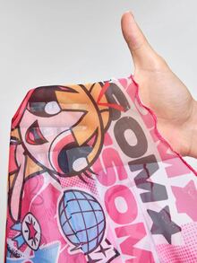 THE POWERPUFF GIRLS X SHEIN 女士圆领短袖休闲上衣 - - 粉色 - 查看 9