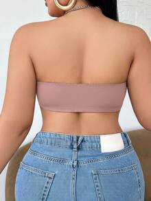 SHEIN 1pc Plus Size Women's Front Closure Bra - Dusty Pink - View 2