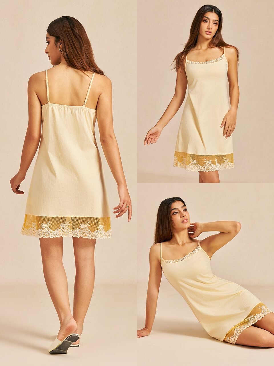 Lace Trim Neck Camisole Nightdress
