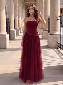 Poshira Women Formal & Evening Dresses - Burgundy - View 2