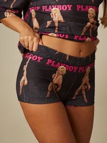 Missguided x Playboy All-Over Print Hot Pants, Retro Magazine Cover Booty Shorts With Branded Elastic Waistband - Multicolor - View 4