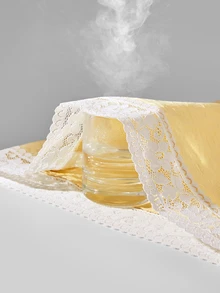 LUVLETTE Conjunto de pijama de verano de lino suave y ligero con encaje elegante, top & pantalones de ropa de estar en casa, pantalones de ropa de estar en casa aireados con bolsillos, atuendos de moda casual y cómodos - Amarillo - Ver 7