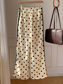 Comfortcana Women's Casual Polka Dot Print Elastic Waist Pants - Multicolor - View 2