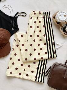 Comfortcana Women's Casual Polka Dot Print Elastic Waist Pants - Multicolor - View 4