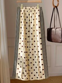 Comfortcana Women's Casual Polka Dot Print Elastic Waist Pants - Multicolor - View 3