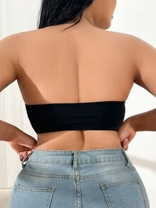 SHEIN 大码无钢圈前扣无缝胸罩 - 黑色 - 查看 2