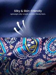 LUVLETTE Summer Stylish Navy & Paisley Pajama Set - Lace-Trimmed Camisole & Wide-Leg Pants Summer Lounge Wear Curve Pyjama Now Trending Graphic - Blue - View 7