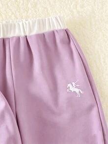 SHEIN Playful Pals 女童（小）T卹套裝 - 紫色 - 查看 6