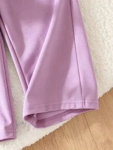 SHEIN Playful Pals 女童（小）T卹套裝 - 紫色 - 查看 8