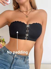 SHEIN 1pc Women Front-Closure Camisole Bralette - Black - View 7
