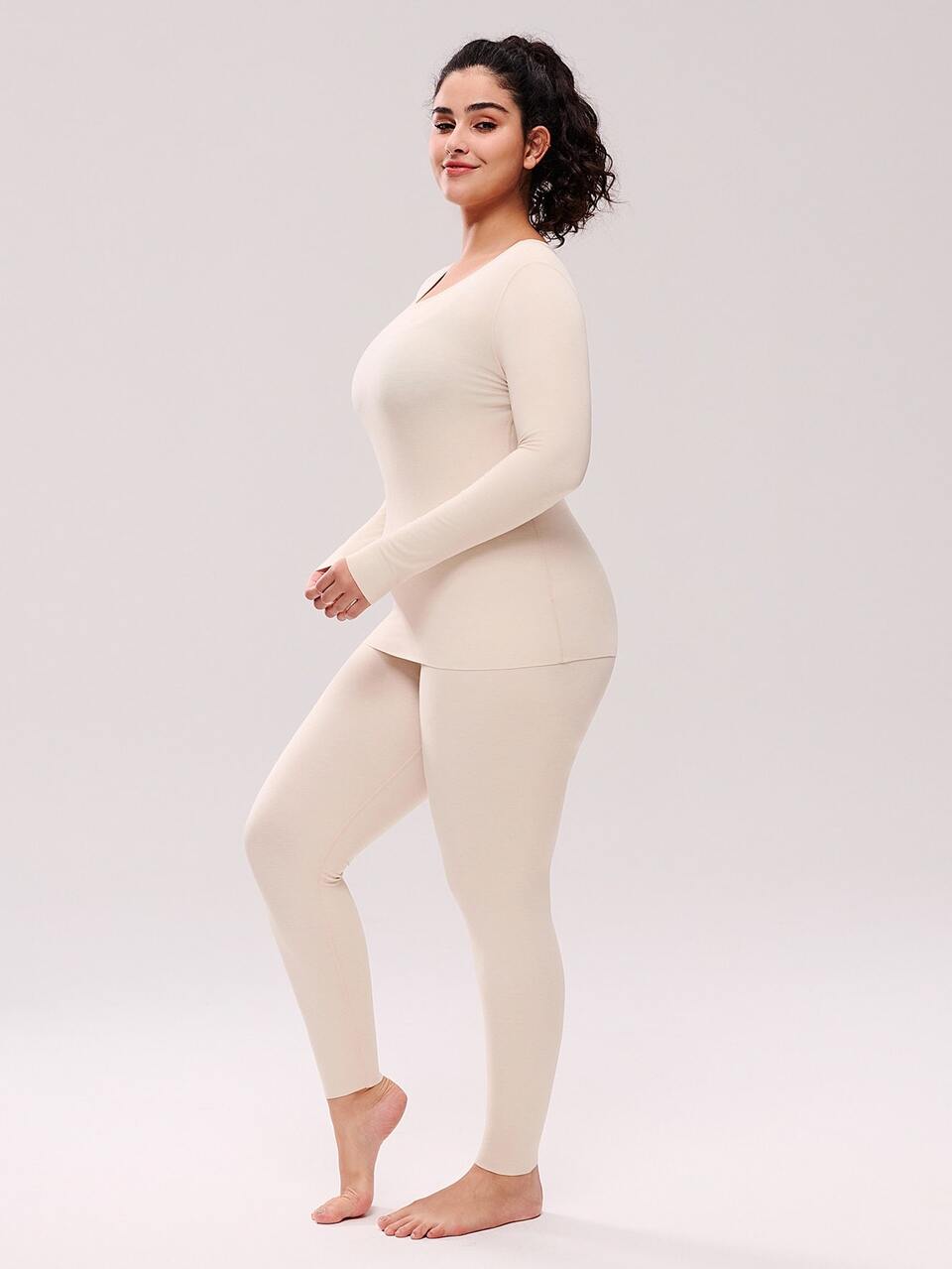 Plus Women's Thermal Underwear Lightweight And Warm Set