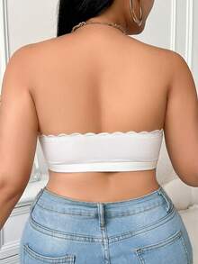 SHEIN 1pc Plus Size Women Front Closure Bandeau Bra - White - View 2