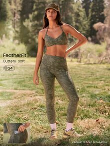 GLOWMODE 24" FeatherFit™ High-Rise Side Pocket Leggings Gym Outdoor Camping Hiking Trail Spring Summer - Trail Green - View 1