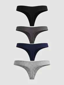 SHEIN MOD 4packs Simple Plain Sexy Panties - Multicolor - View 2