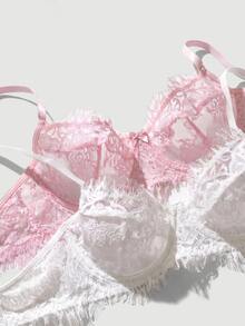 SHEIN MOD 2 Sets Women's Lace Lingerie Set - Multicolor - View 4
