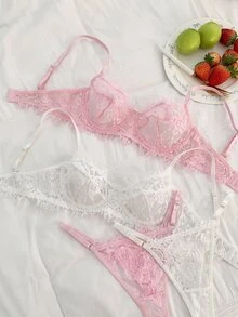 SHEIN MOD 2 Sets Women's Lace Lingerie Set - Multicolor - View 1
