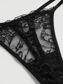 SHEIN MOD 5件装女士性感蕾丝丁字裤，舒适 - 彩色 - 查看 3